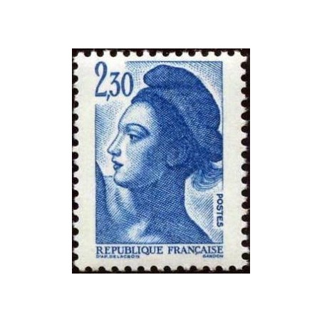 Timbre Yvert No 2189a sans phosphore variété type marianne Liberté 2.30fr bleu