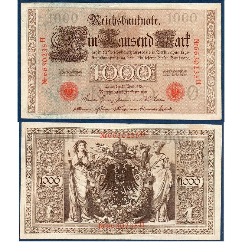 Allemagne P.44b, TTB Billet de 1000 Mark 1910 dceau rouge