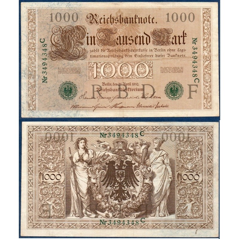 Allemagne P.45b, TTB Billet de 1000 Mark 1910 sceau vert