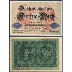 Allemagne P.49b, TB Billet de 50 Mark 1914 sceau bleu