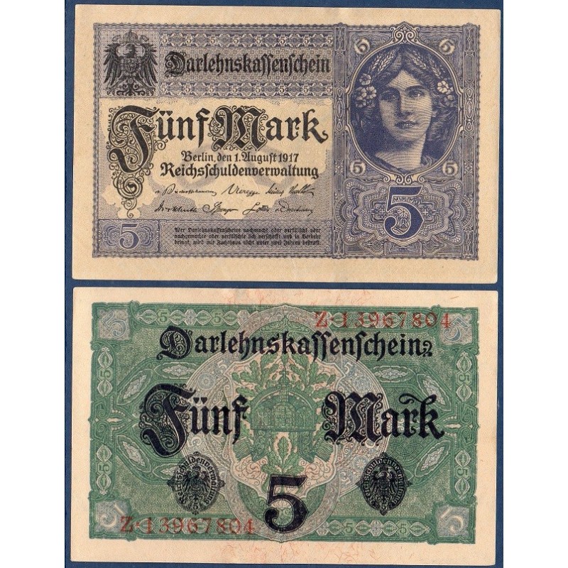 Allemagne Pick N°56a, Billet de banque de 5 Mark 1917