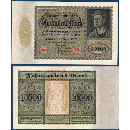 Allemagne P.70, TTB Billet de 10000 Mark 1922 Durer