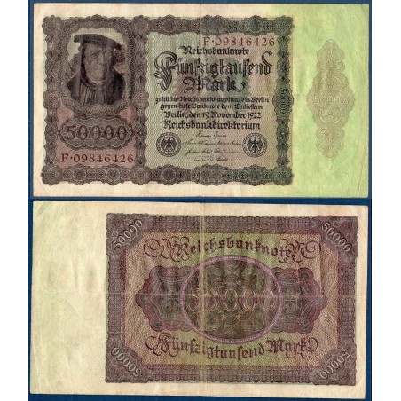 Allemagne P.80, TB Billet de 50000 Mark 1922 Brauweiler