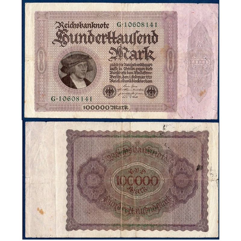 Allemagne P.83a, TTB Billet de 100000 Mark 1923 Sans T