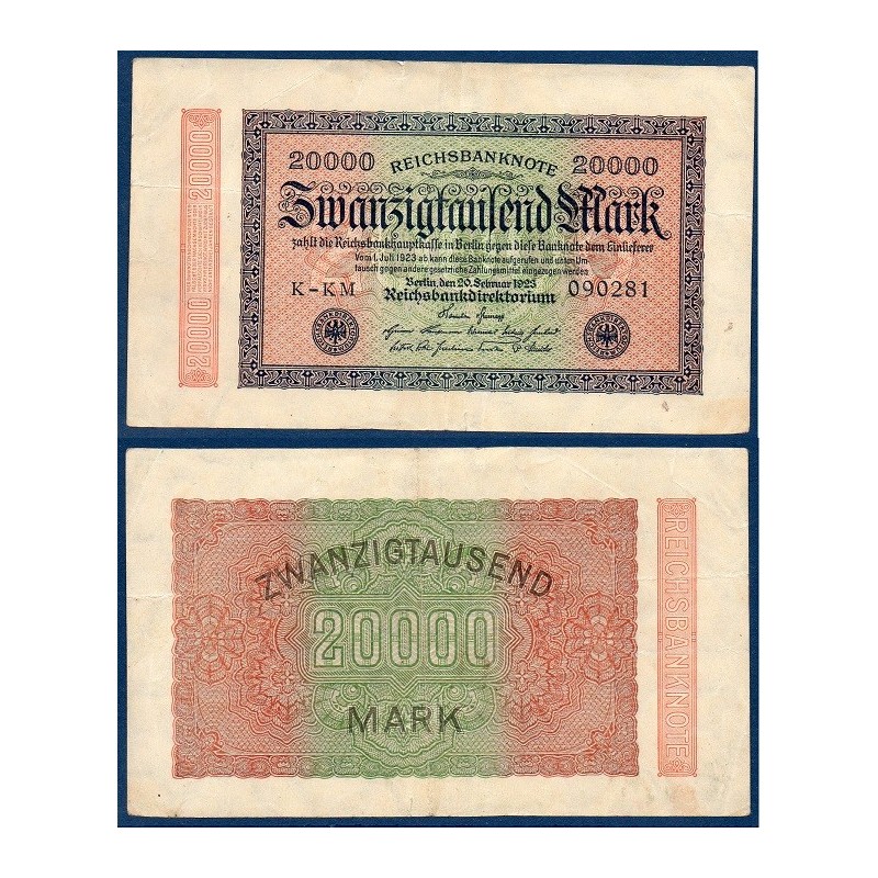 Allemagne P.85b, TTB Billet de 20000 Mark 1923 Etoiles