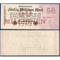 Allemagne P.98b TTB Billet de 50 millions Mark 1923 8 digits