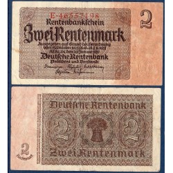 Allemagne P.174b, TB Billet de 2 Rentenmark 1937 8 chiffres