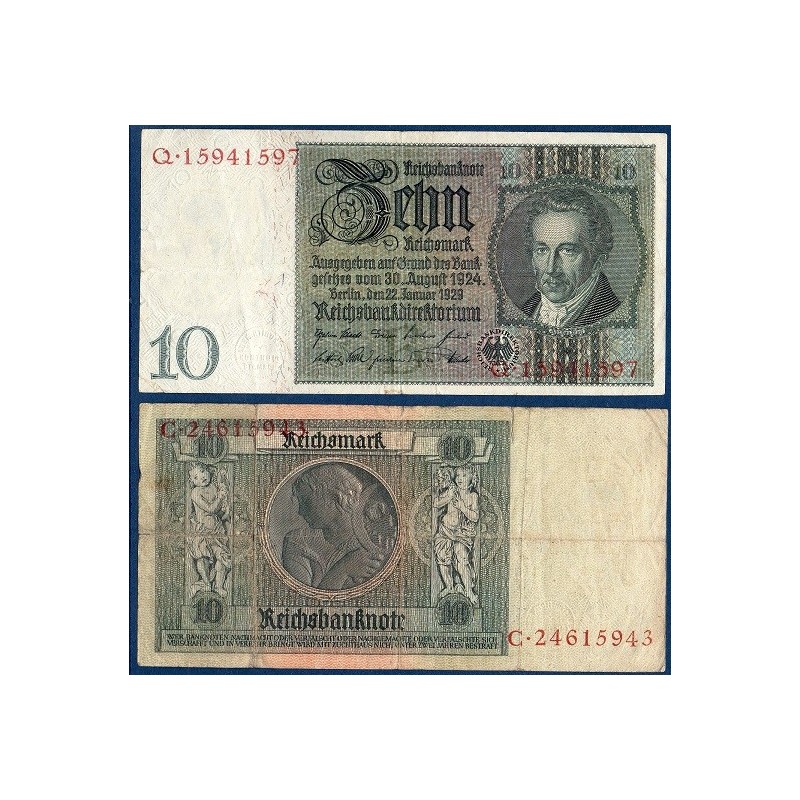 Allemagne P.180a, TB Billet de 10 Reichsmark 1929 Thaer