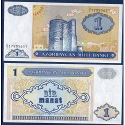 Azerbaïdjan P.14, neuf Billet de 1 Manat 1993 bleu tour