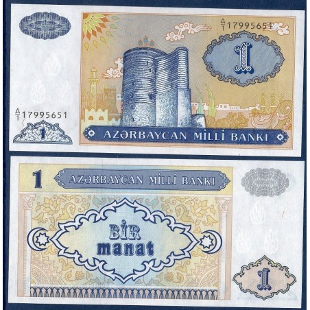 Azerbaïdjan P.14, neuf Billet de 1 Manat 1993 bleu tour