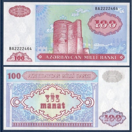 Azerbaïdjan P.18b, neuf Billet de 100 Manat 1993 pourpre tour