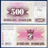 Bosnie P.14a, Neuf Billet de 500 Dinara 1992 carmin rose