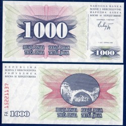 Bosnie P.15a, neuf Billet de 1000 Dinara 1992 pont violet