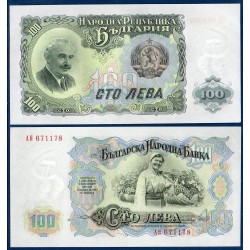 Bulgarie P.86, neuf Billet de 100 Leva 1951 vert Dimitrov