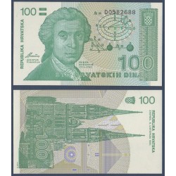 Croatie P.20a, neuf Billet de 10 Dinara 1991 vert Boskovic