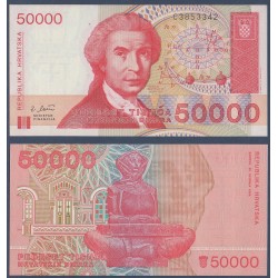 Croatie P.26a, neuf Billet de 50000 Dinara 1993 rouge Boskovic