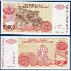 Croatie P.R21a, neuf Billet de 50000 Dinara 1993 marron Knin