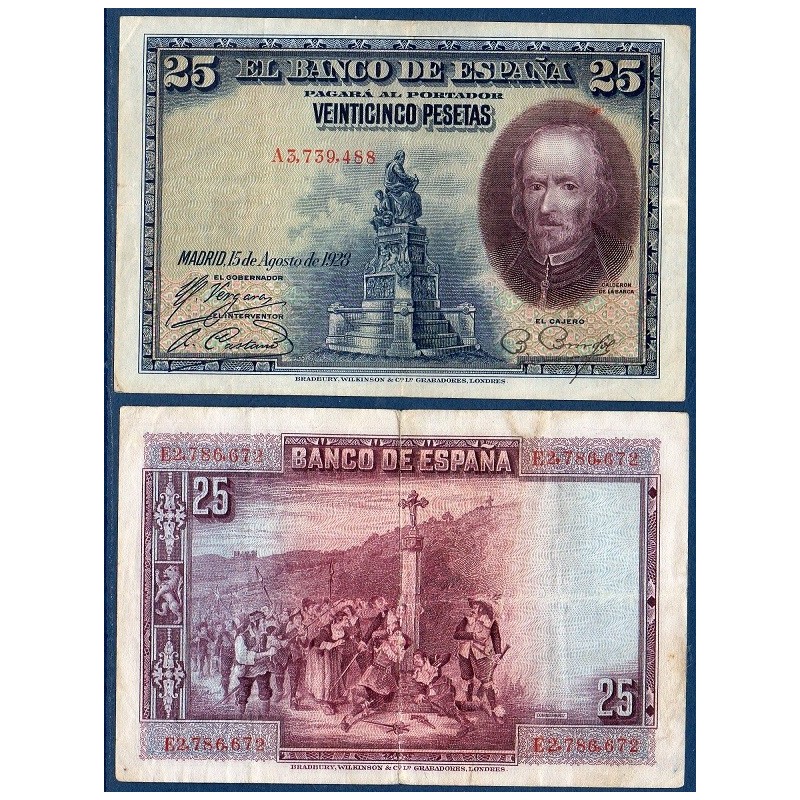 Espagne P.74b, TB Billet de 25 pesetas 1928 Pedro Calderón