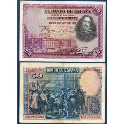 Espagne P.75b, TTB Billet de banque de 50 pesetas 1928 Velazquez