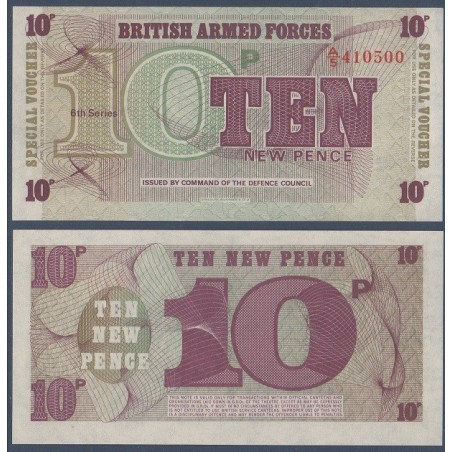 G.B. Armée P.48, neuf Billet de 10 new Pence 1972 violet