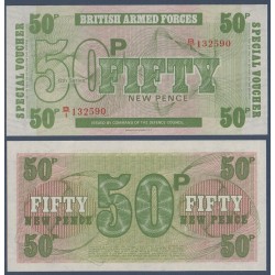 G.B. Armée P.M49, neuf Billet de 50 new Pence 1972 vert