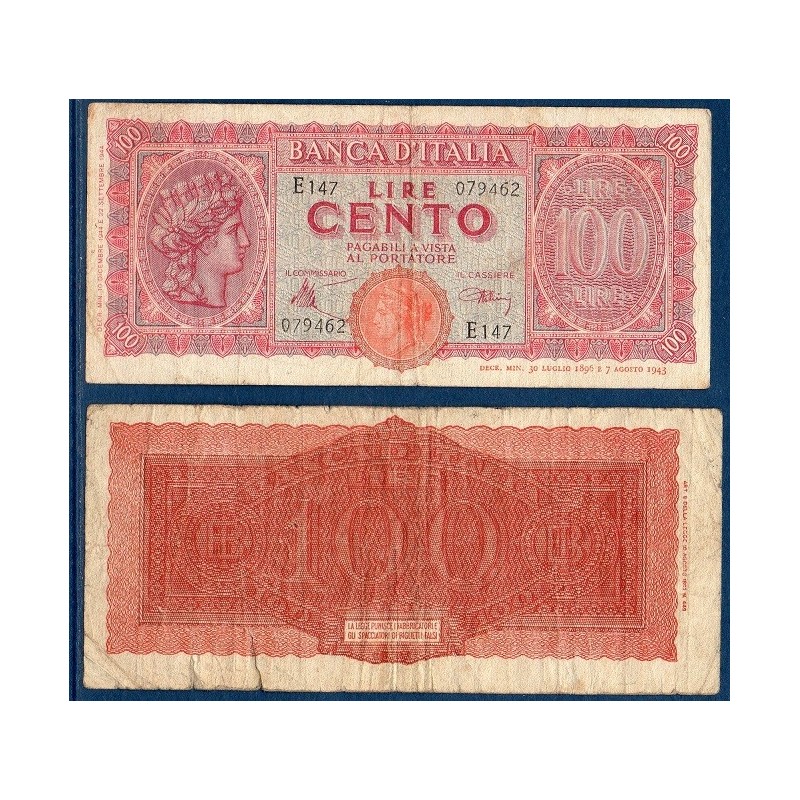 Italie P.75a, TB+ Billet de 100 Lire 1944 Italia