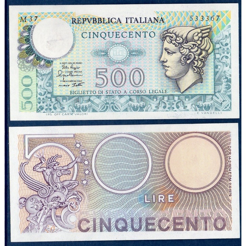 Italie P.94, TTB Billet de 500 Lire 1974-1979 Mercure