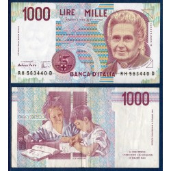 Italie P.114c, TTB Billet de 1000 Lire 1990 Maria Montesori