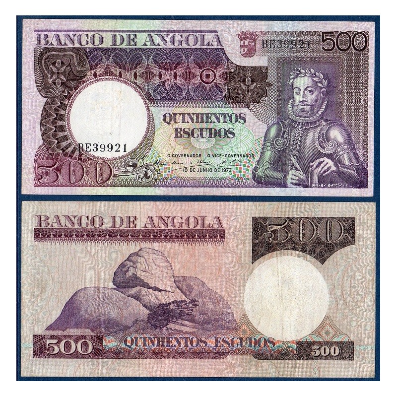 Angola P.107, TTB, Billet de 500 Escudos 1973 Pedras Negras