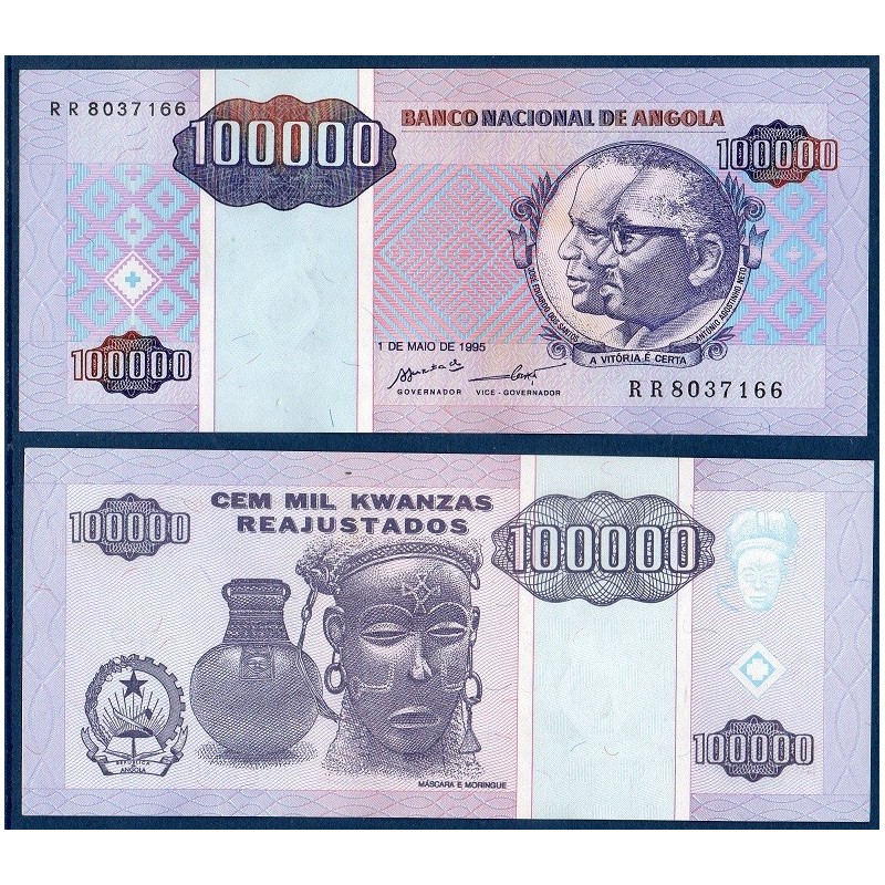 Angola P.139, Neuf, Billet de 100000 Kwanzas 1995 Masque