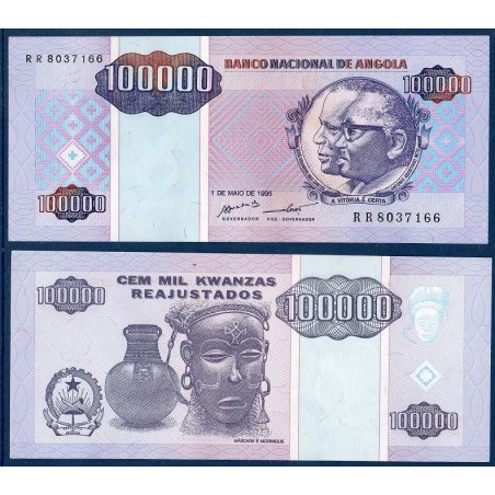 Angola P.139, Neuf, Billet de 100000 Kwanzas 1995 Masque