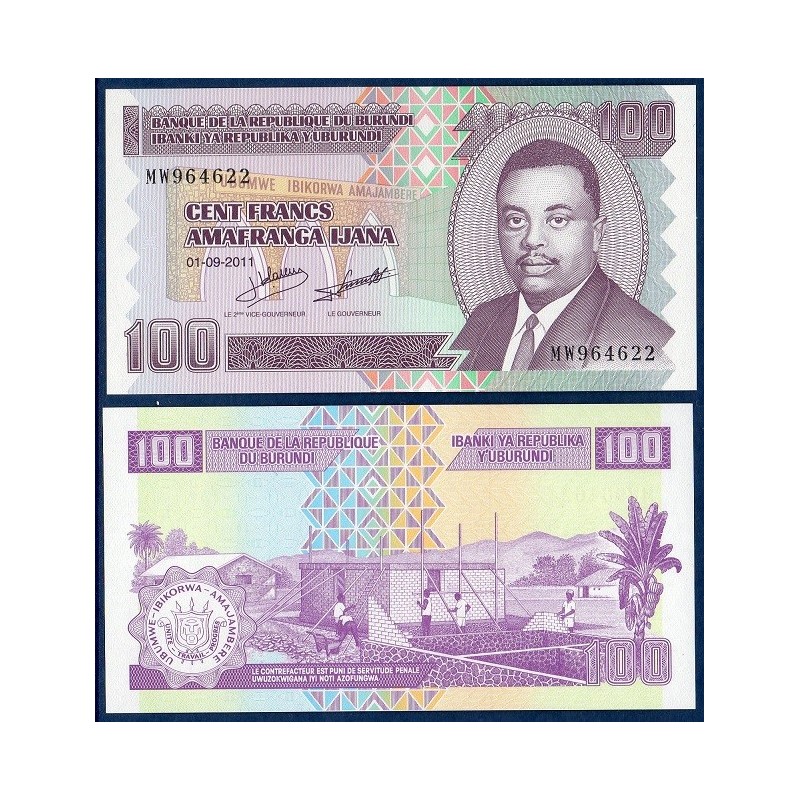 Burundi P.44b, Neuf, Billet de 100 Francs 2011 ouvriers