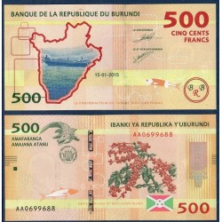 Burundi P.50a, Neuf, Billet de 500 Francs 2015 branche café