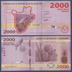 Burundi P.52a, Neuf, Billet de 2000 Francs 2015 ananas