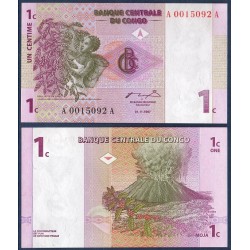 Congo P.80a, Neuf, Billet de 1 centime 1997 Nyiragongo