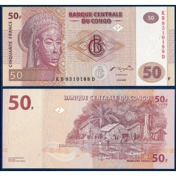 Congo P.97a, Neuf, Billet de 50 Francs 2007 Masque Tshokwe