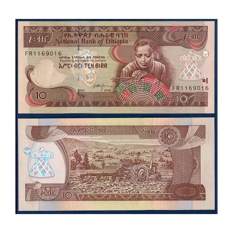 Ethiopie P.48e, Neuf, Billet de 10 Birr 2008 Vannier