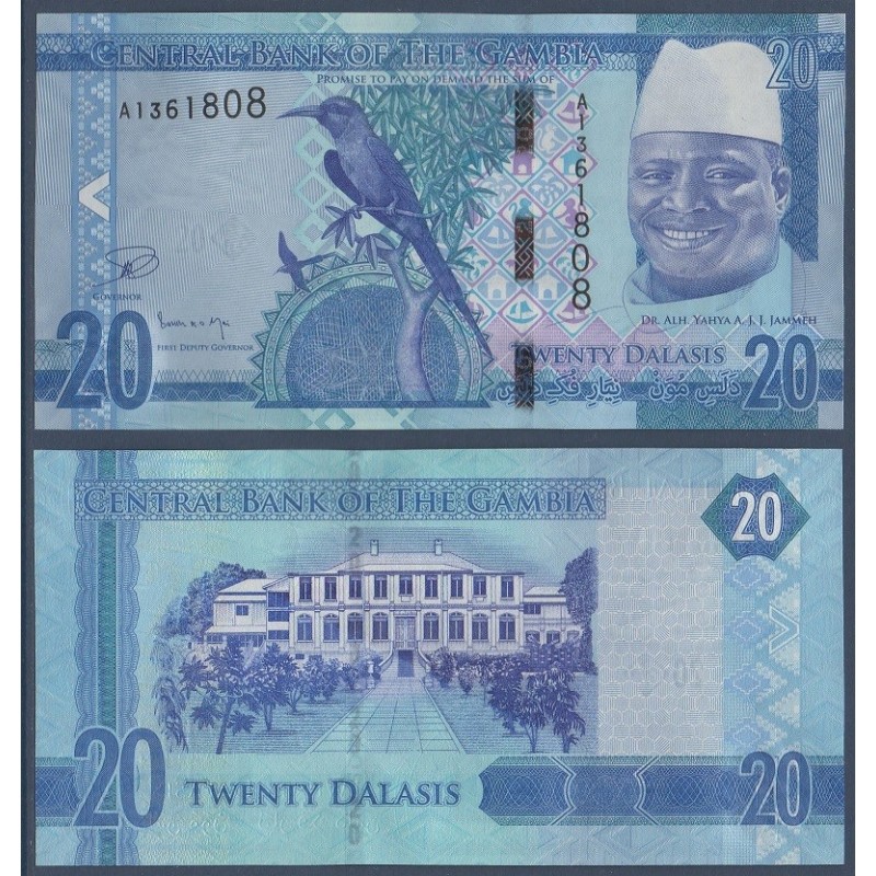 Gambie P.33, neuf Billet de 20 Dalasis 2015 bleu jammeh