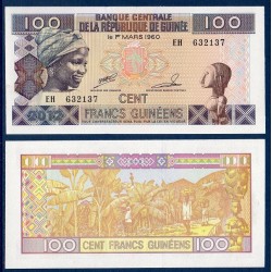 Guinée P.35b, Neuf, Billet de 100 Francs 2012 Femme