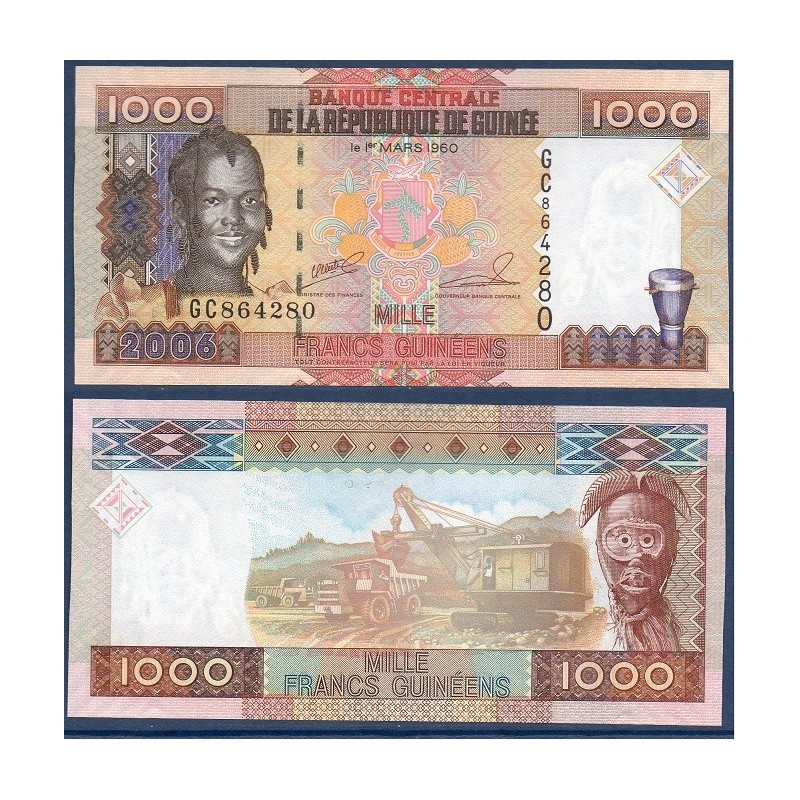 Guinée P.40, Neuf, Billet de 1000 Francs 2006 Mine bauxite