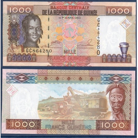 Guinée P.40, Neuf, Billet de 1000 Francs 2006 Mine bauxite