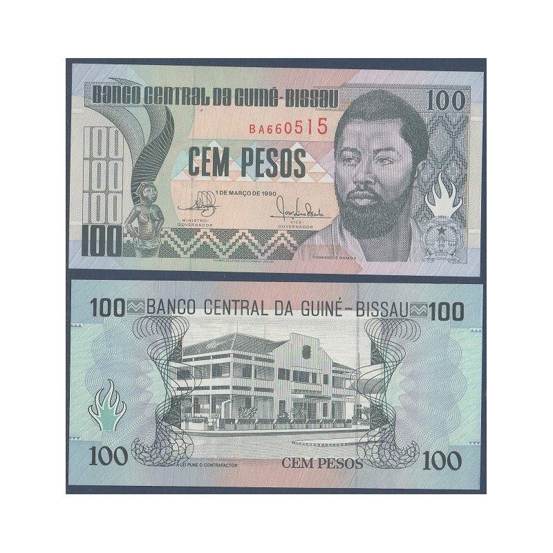 Guinée Bissau P.11, Neuf, Billet de 100 Pesos 1990 D. Ramos