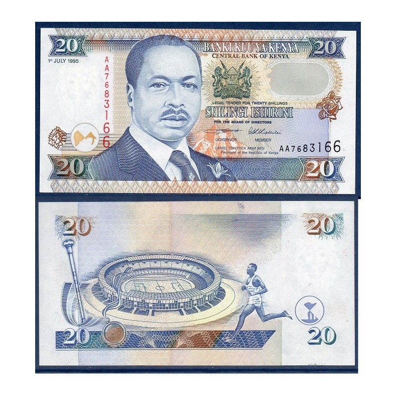 Kenya P.32, Neuf, Billet de 20 Shillings 1995 Complexe sportif