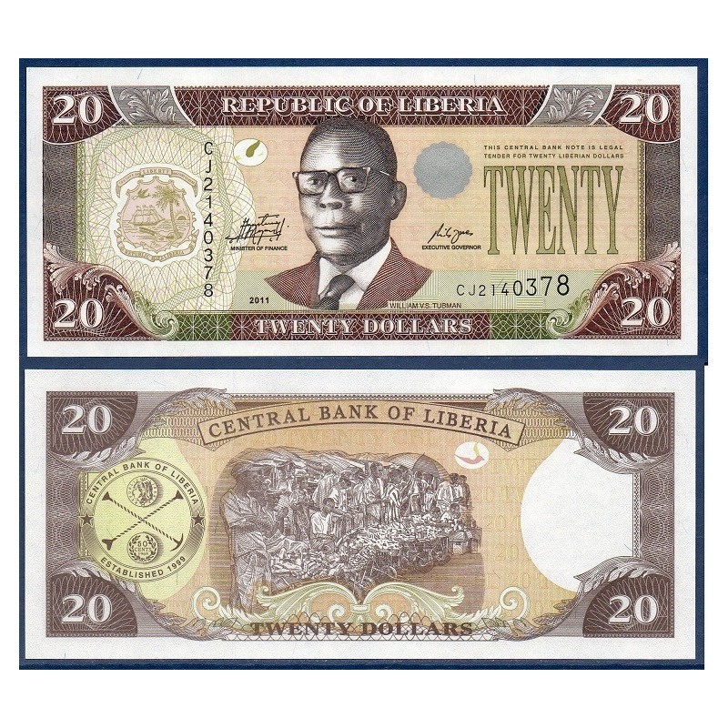 Liberia P.28a, Neuf, Billet de 20 Dollars 2003 Marchands