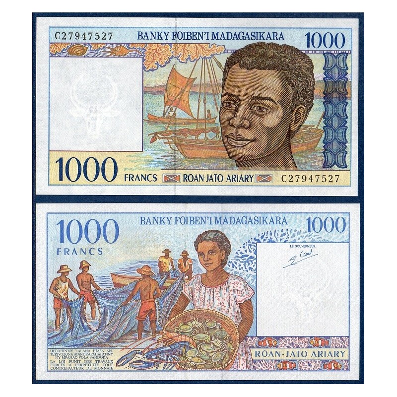 Madagascar Pick N°76b, Billet de banque de 1000 Francs : 200 ariary 1995