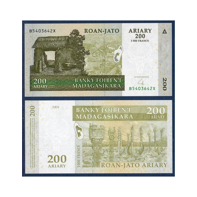 Madagascar Pick N°87b, Billet de banque de 200 Ariary : 1000 Francs 2004