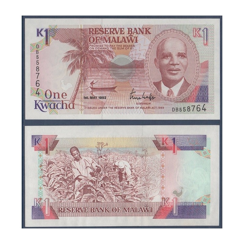 Malawi Pick N°23b, Billet de banque de 1 kwacha 1992