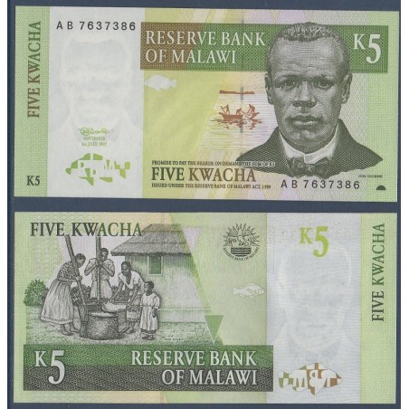 Malawi Pick N°36a, Billet de banque de 5 kwacha 1997