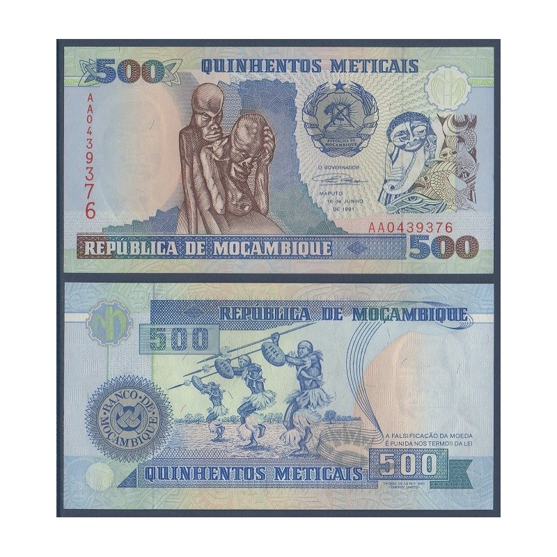 Mozambique Pick N°134, Billet de banque de 500 meticais 1991