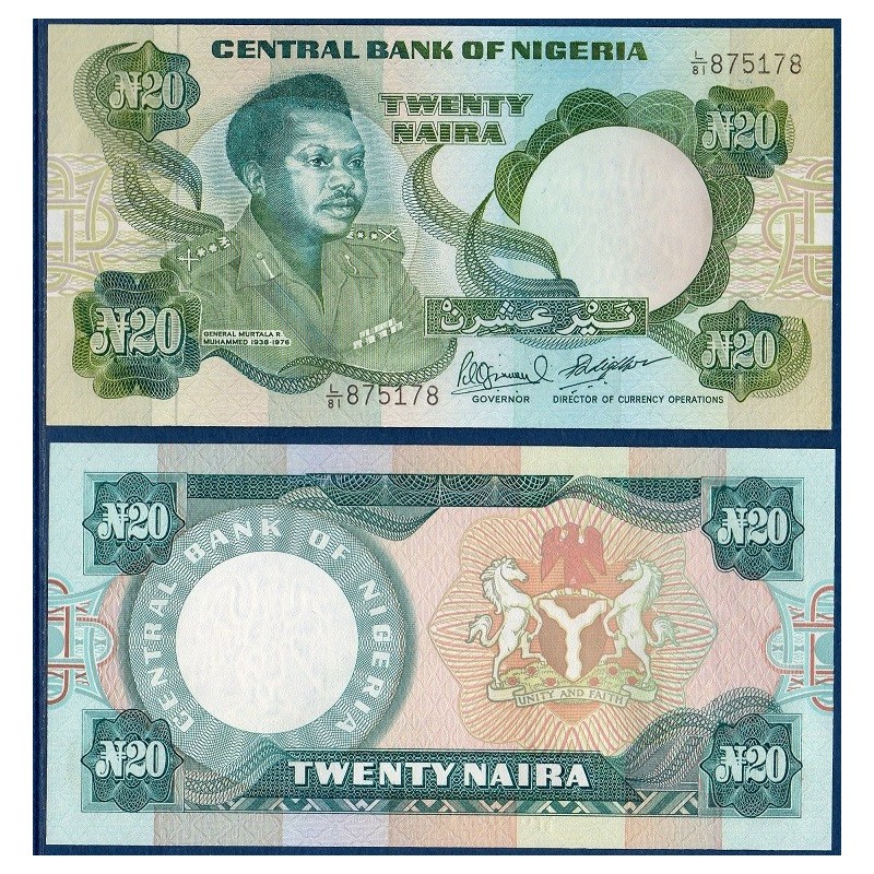 Nigeria Pick N°26f, Billet de Banque de 20 Naira 1984-2005